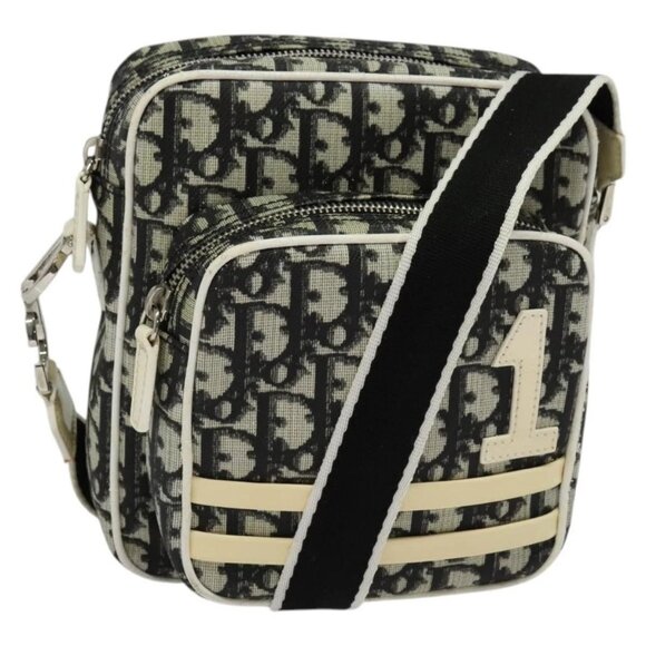 Christian Dior Trotter Canvas Shoulder Bag PVC Black Silver Auth BA5306 - Picture 2 of 16